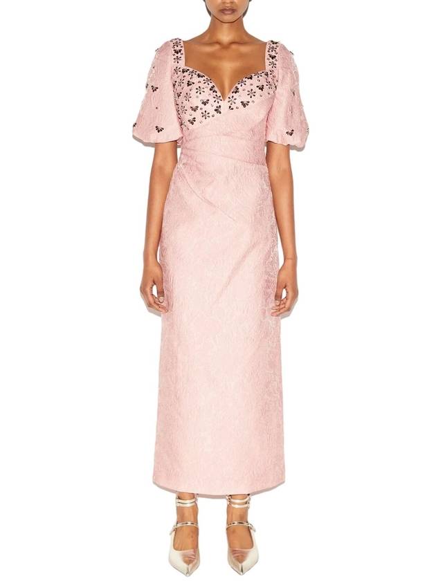 ARETHA PINK EMBELLISHED JACQUARD DRESS