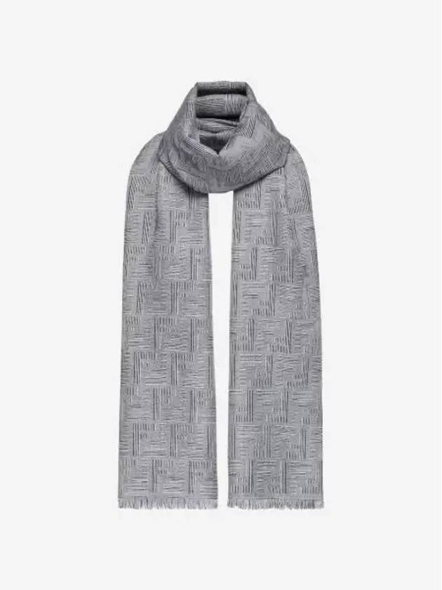 펜디 울 실크 스카프 블루 Fendi Wool and Silk Scarf Blue
