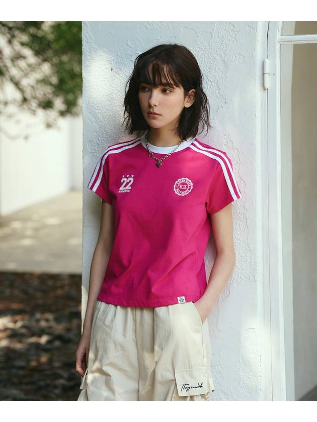 더그린랩 풋볼 더블 테이프 반팔 티셔츠 핑크