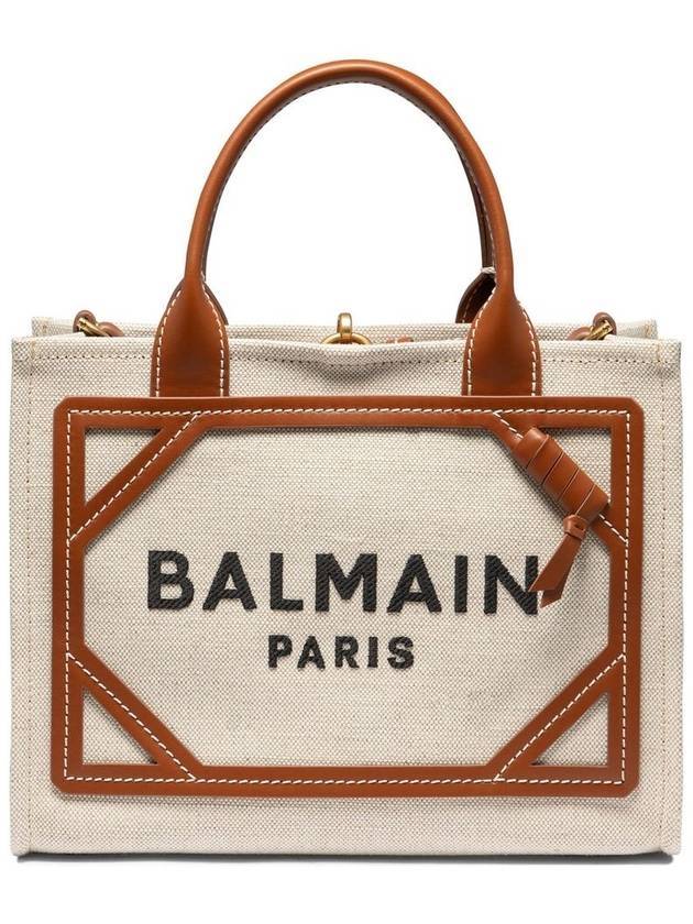 발망 B 아미 스몰 캔버스 레더 토트 백 베이지