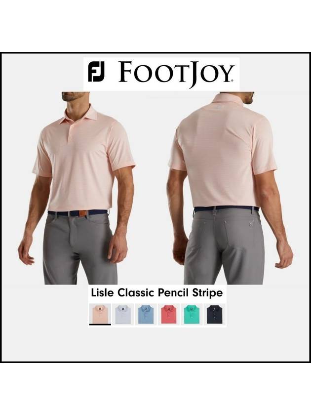 풋조이 골프웨어 클래식 펜슬 스트라이프 남성 골프 폴로 카라 반팔 티셔츠 6컬러 Lisle Classic Pencil Stripe