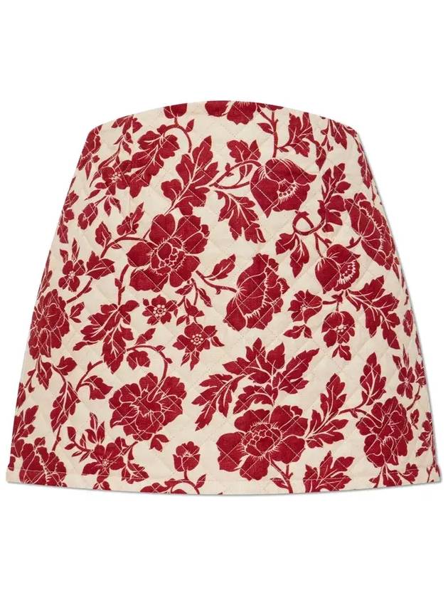 POSSE 플로럴 A라인 미니 스커트 PS12110_DEEPREDOAT