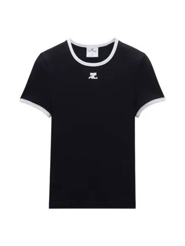 W 꾸레쥬 리에디션 범피 콘트라스트 티셔츠 블랙 헤리티지 화이트 W Courreges Reedition Bumpy Contrast T Shirt Black Heritage White