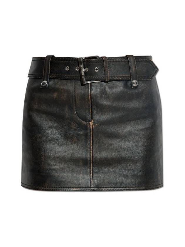 알렉산더 맥퀸 벨트 가죽 미니 스커트