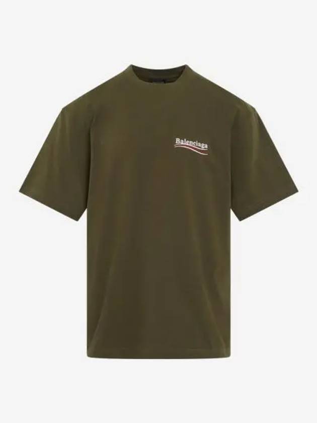 W 발렌시아가 폴리티컬 캠페인 라지 핏 티셔츠 카키 W Balenciaga Political Campaign Large Fit T Shirt Khaki