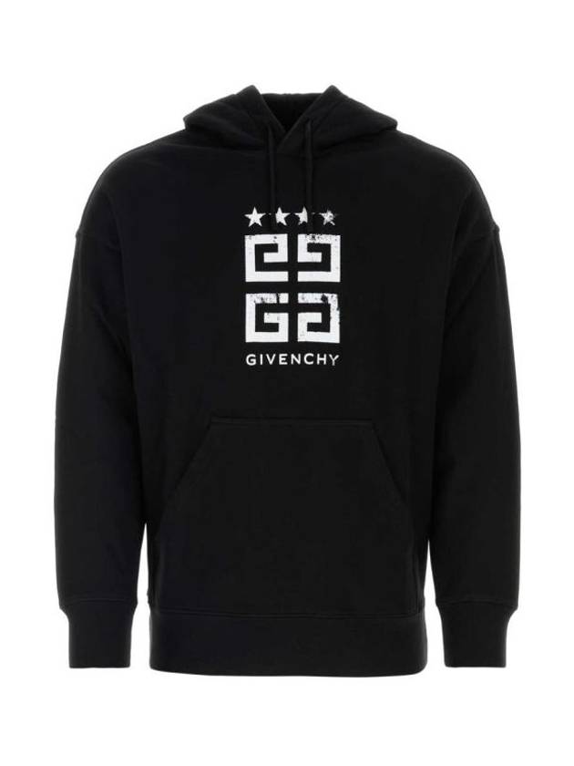 지방시 로고 프린티드 드로우스트링 후드 블랙