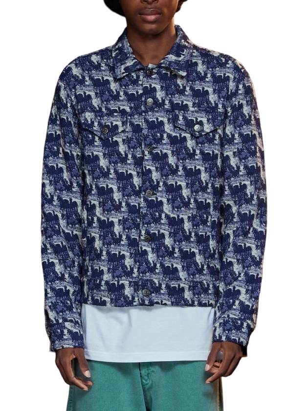 어널로이드 웨이브 자카드 자켓 네이비