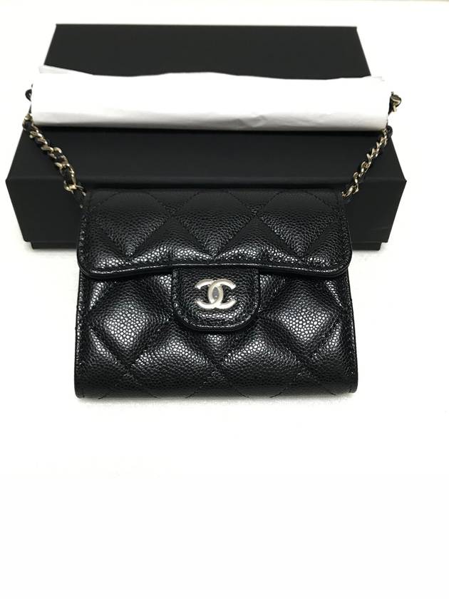 샤넬 클래식 체인 미니백 카드지갑 캐비어 금장 블랙 AP0238 B10583 C3906
