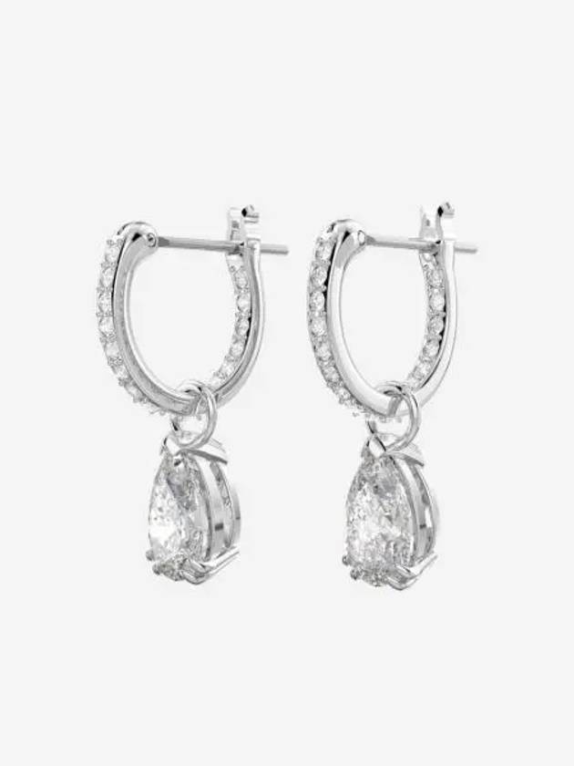 W 스와로브스키 밀레니아 후프 이어링 피어 컷 화이트 로듐 플래팅 W Swarovski Millenia Hoop Earrings Peer Cut White Rhodium Plated