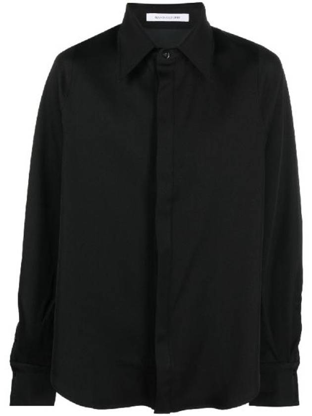 BIANCA SAUNDERS 블랙 울 블렌드 셔츠 1179147