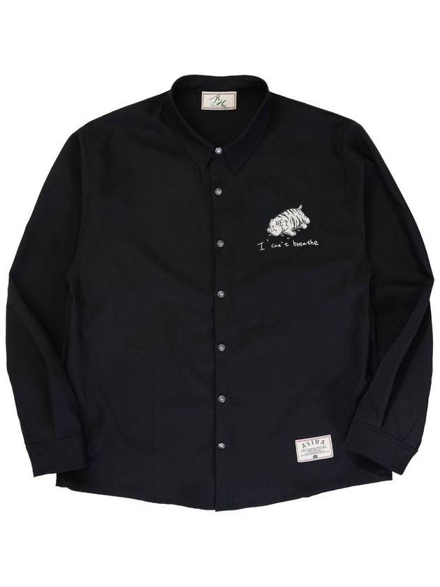 ah24 03shbk asiha lazy tg Shirts 아시하 뚱백호 셔츠 Black