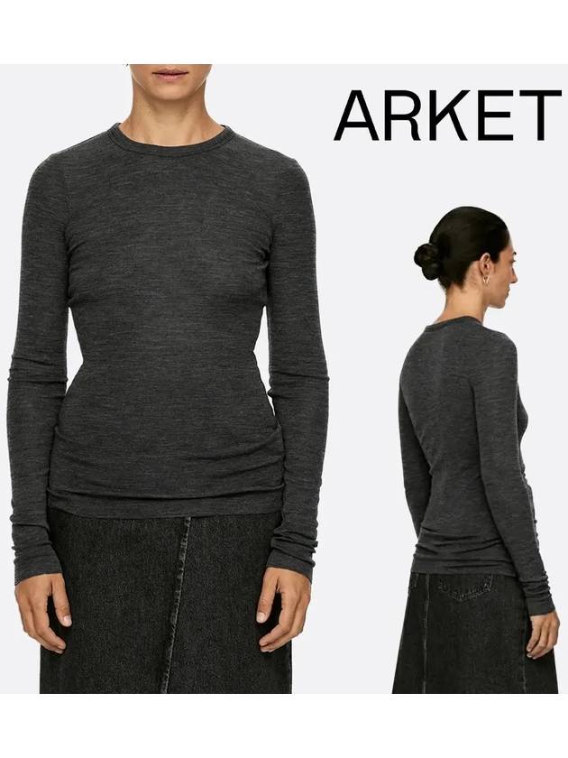 아르켓 니트 메리노울 리브 스웨터 그레이