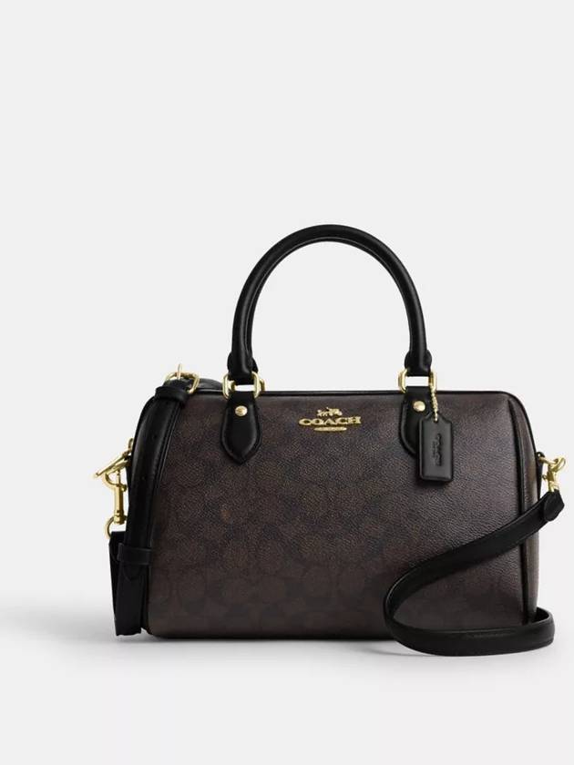 코치 로완 사첼백 시그니처 캔버스 크로스백 Gold Walnut Black