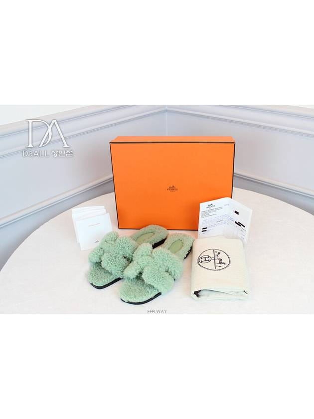 [다올 범어점] 에르메스 오란 울 스킨 샌들 슬리퍼 베르도 상태S 35