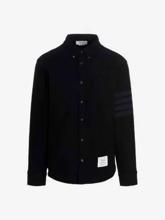 톰브라운 더블 페이스 테크 트윌 사선 버튼 다운 셔츠 자켓 네이비 Thom Browne Double Face Tech Twill 4 Bar Button Down Shirt Jacket Navy