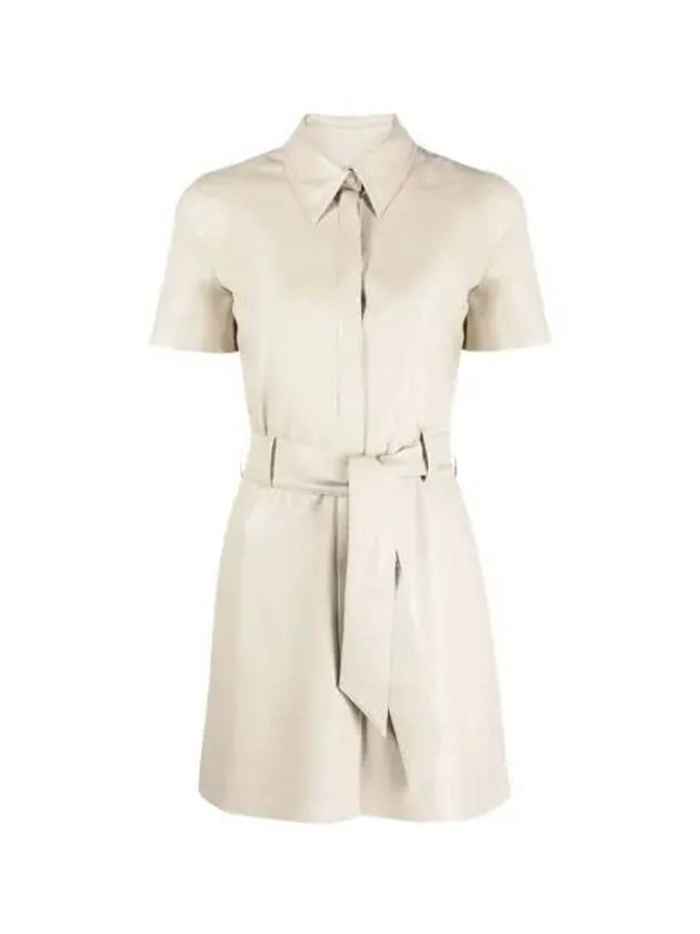 W 나누시카 포우 레더 벨트 셔츠 드레스 크림 W Nanushka Faux Leather Belted Shirt Dress Cream