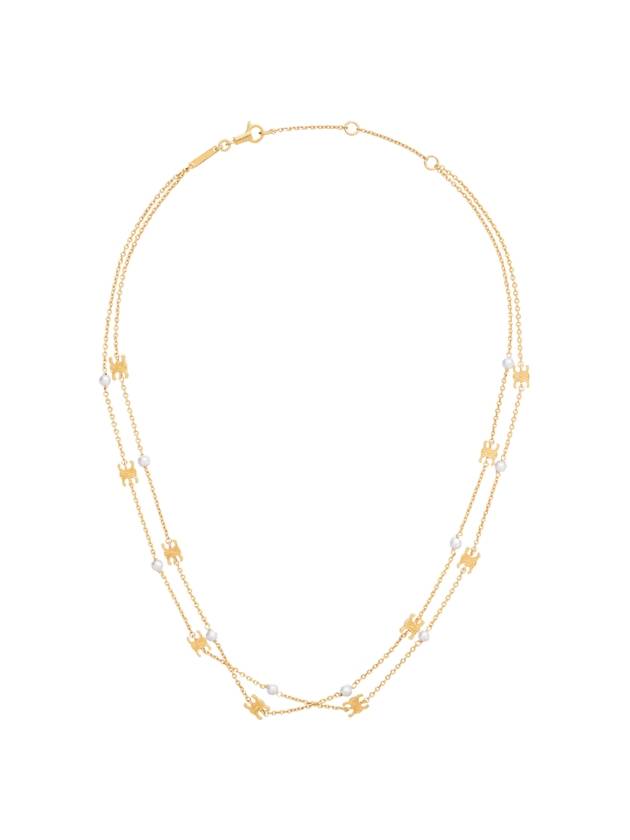 셀린느 트리옹프 펄 더블 목걸이 골드