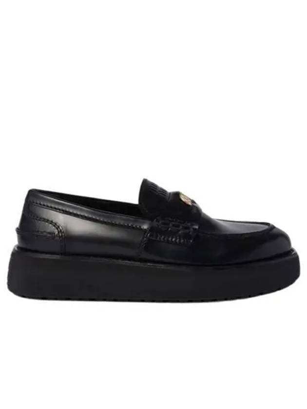 W 미우 미우 브러쉬드 레더 로퍼 블랙 W Miu Miu Brushed Leather Loafers Black