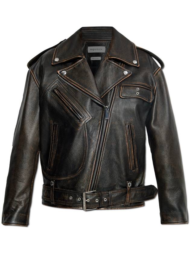 Alexander McQueen Leather Jacket Women's Brown