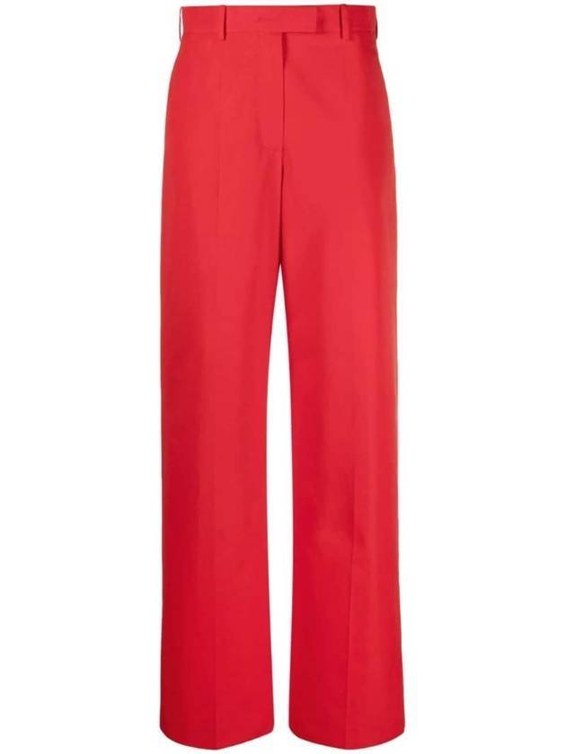 발렌티노 여성 컴팩트 포플라인 와이드 팬츠 레드