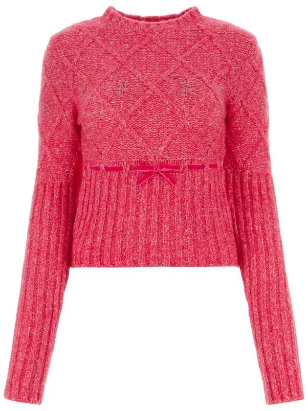 Cormio 플로럴 자수 니트 점퍼 OMA5_FUXIA