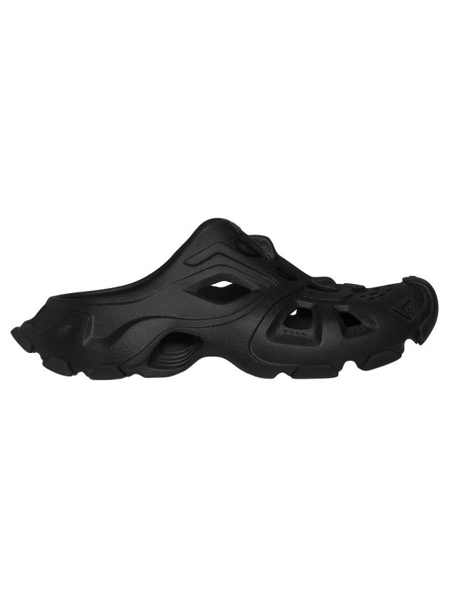 발렌시아가 HD 엠보스드 로고 컷아웃 러버 뮬 샌들 블랙