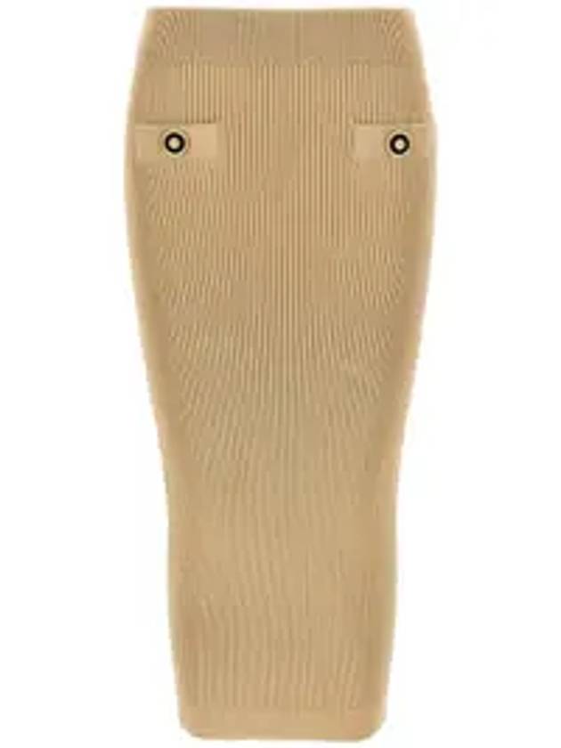 발망 리브 버튼 H라인 스커트 베이지