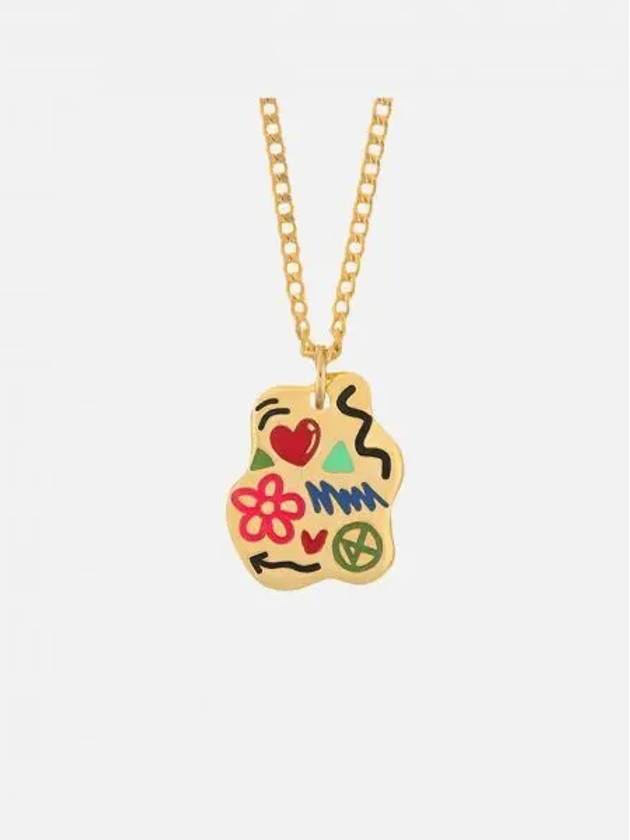 논논 두들 넥클리스 실버925 18케이 골드 플레티드 Nonenon Doodle Necklace Silver925 18K Gold Plated