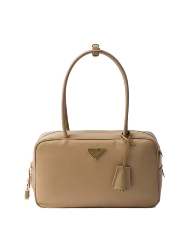 프라다 미디엄 리나일론 레더 토트 백 캐멀 브라운