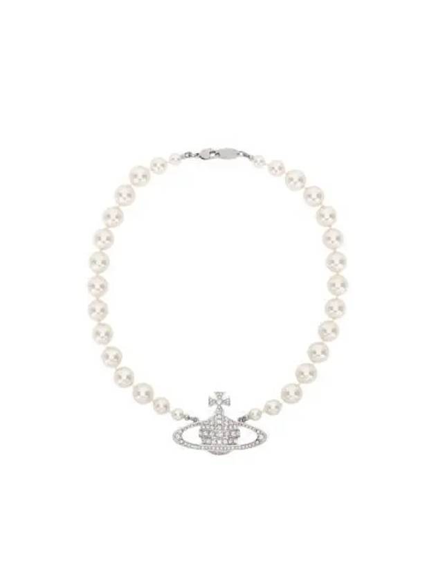 비비안 웨스트우드 원 로우 펄 바스 릴리프 초커 실버 Vivienne Westwood One Row Pearl Bas Relief Choker Silver