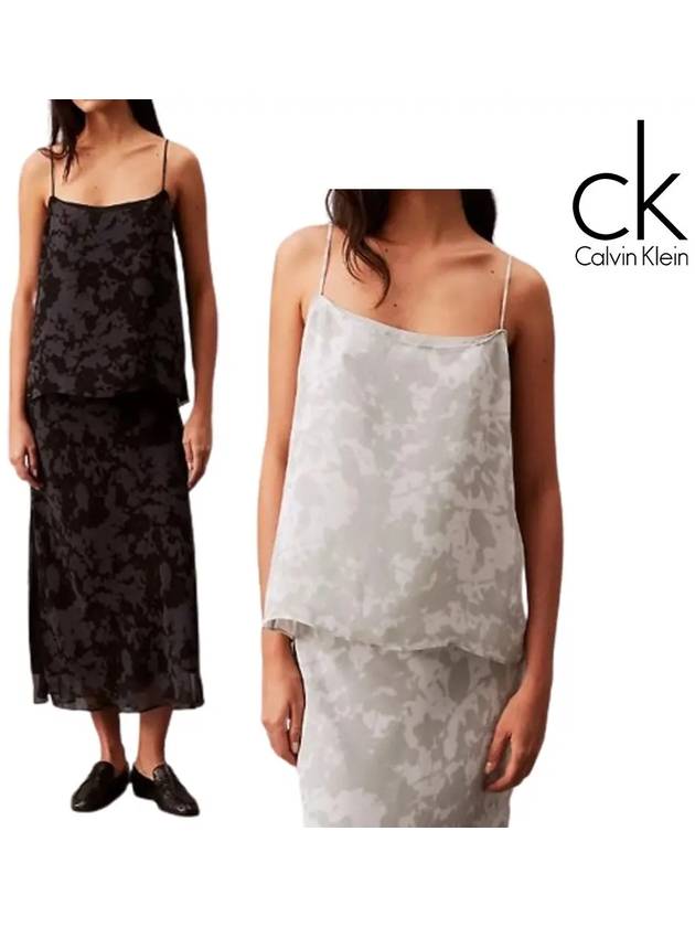 캘빈클라인 나시 여성 보타닉 탱크 탑 티셔츠 블랙 그레이