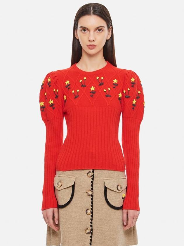 Cormio Crewneck "Oma" Sweater With Handmade Embroideries