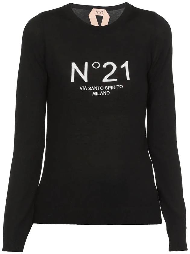 N°21 로고 인타르시아 크루넥 스웨터 21IN2M0A0329000_9000NERO
