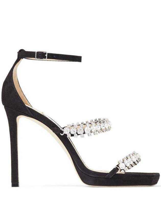 JIMMY CHOO BINGSANDAL105SIWBLACK 크러스트 장식 블랙 빙 샌들 가죽 여성