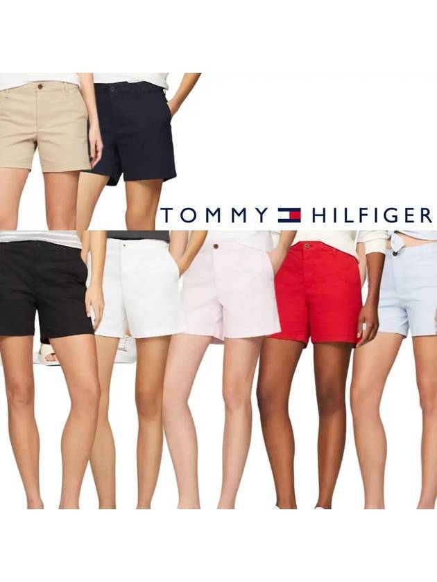 타미힐피거 여성 솔리드 스몰로고 5인치 쇼츠 반바지 7컬러