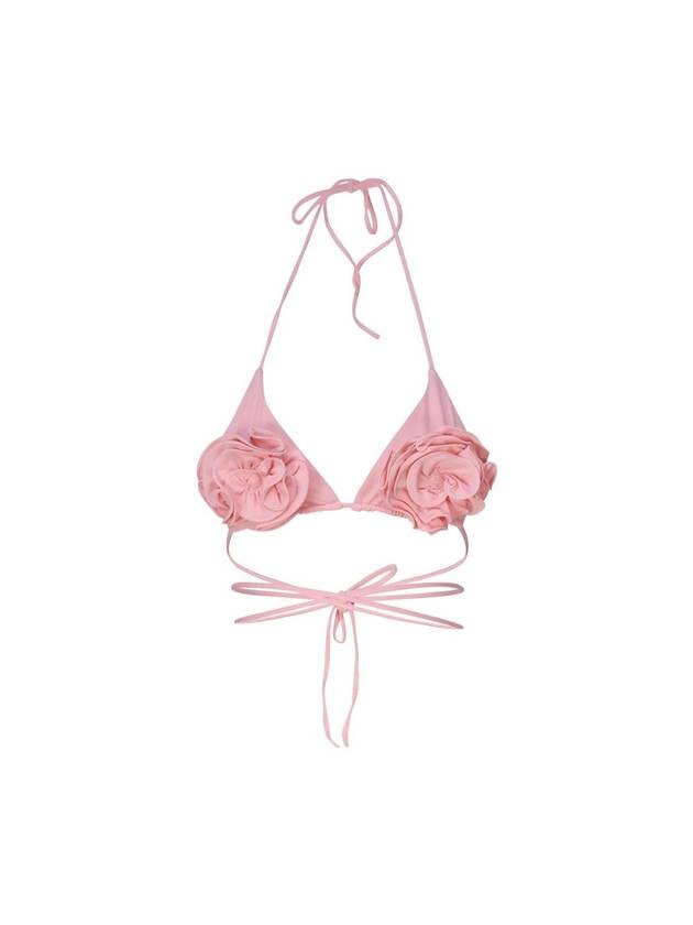 마그다 뷰트림 여성 플로럴 아플리케 홀터넥 트라이앵글 비키니 탑 핑크